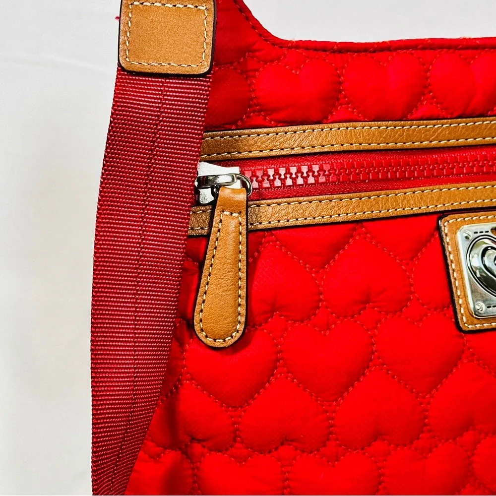Brighton Kash Messenger Quilted Nylon Heart Crossbody Red Bag quiet luxury - Picture 6 of 15